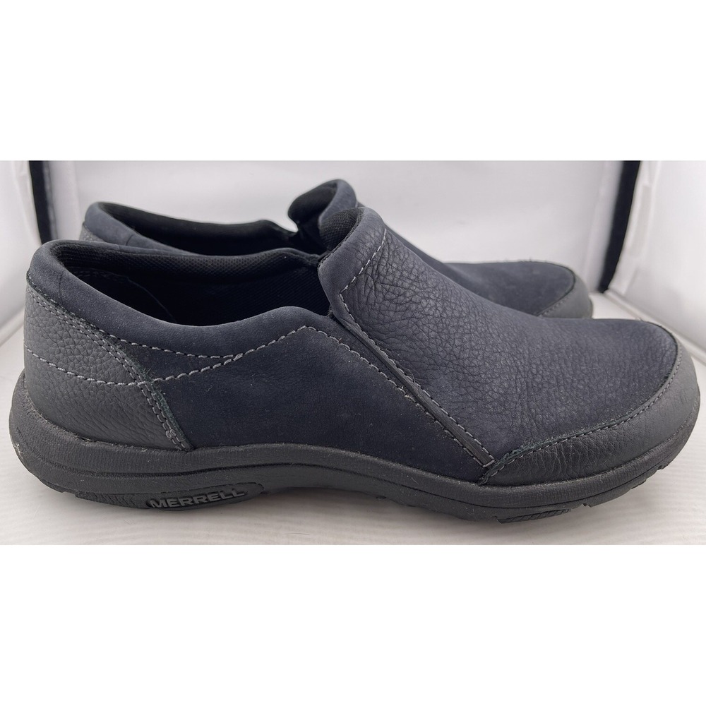 Women's Merrell Dassie Moc Casual Comfort Flat Slip-on Shoes BLACK Size 7.5 Grip